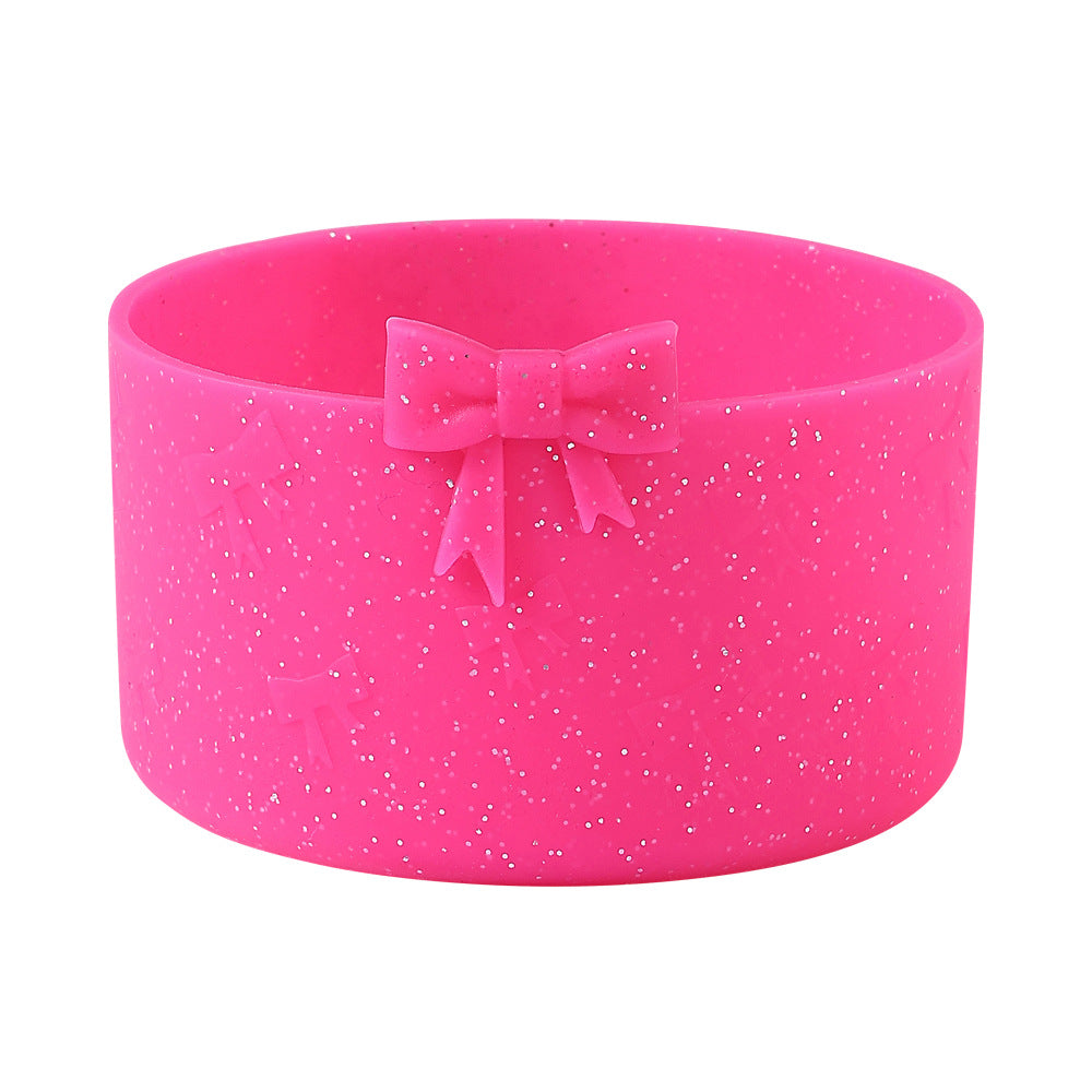 Wholesale new silicone cup cover non-slip cup cover three-dimensional bow 7.5CM ice bully cup universal base